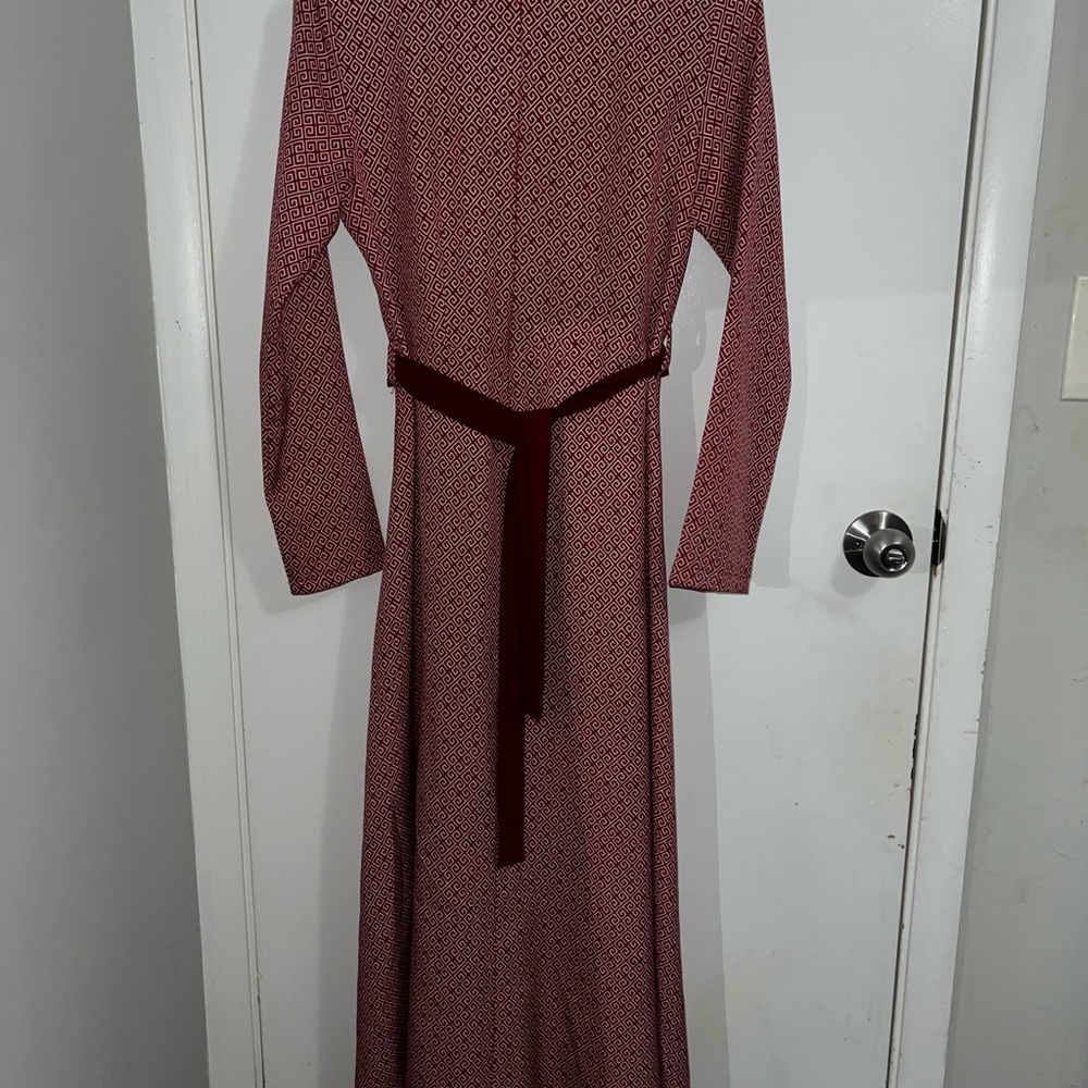 Geometric Patterned Red Dress - image 3